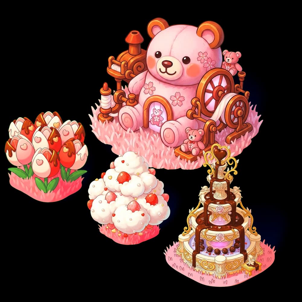 Evergrove: sakura teddy bear decor set