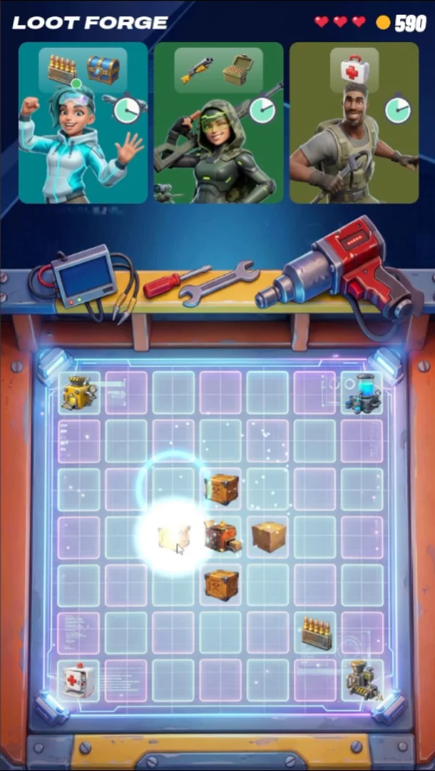 Two items merging on the board with a flash